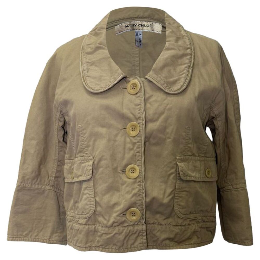 See by Chloé Cropped Jacket in Beige Cotton
